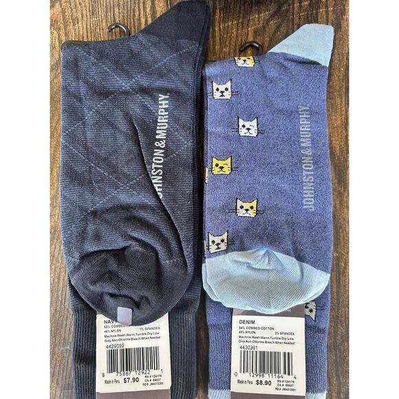 Johnston & Murphy Socks Pattern Solid Blue Gray Cotton Dress x 6 Pairs New - Picture 11 of 11